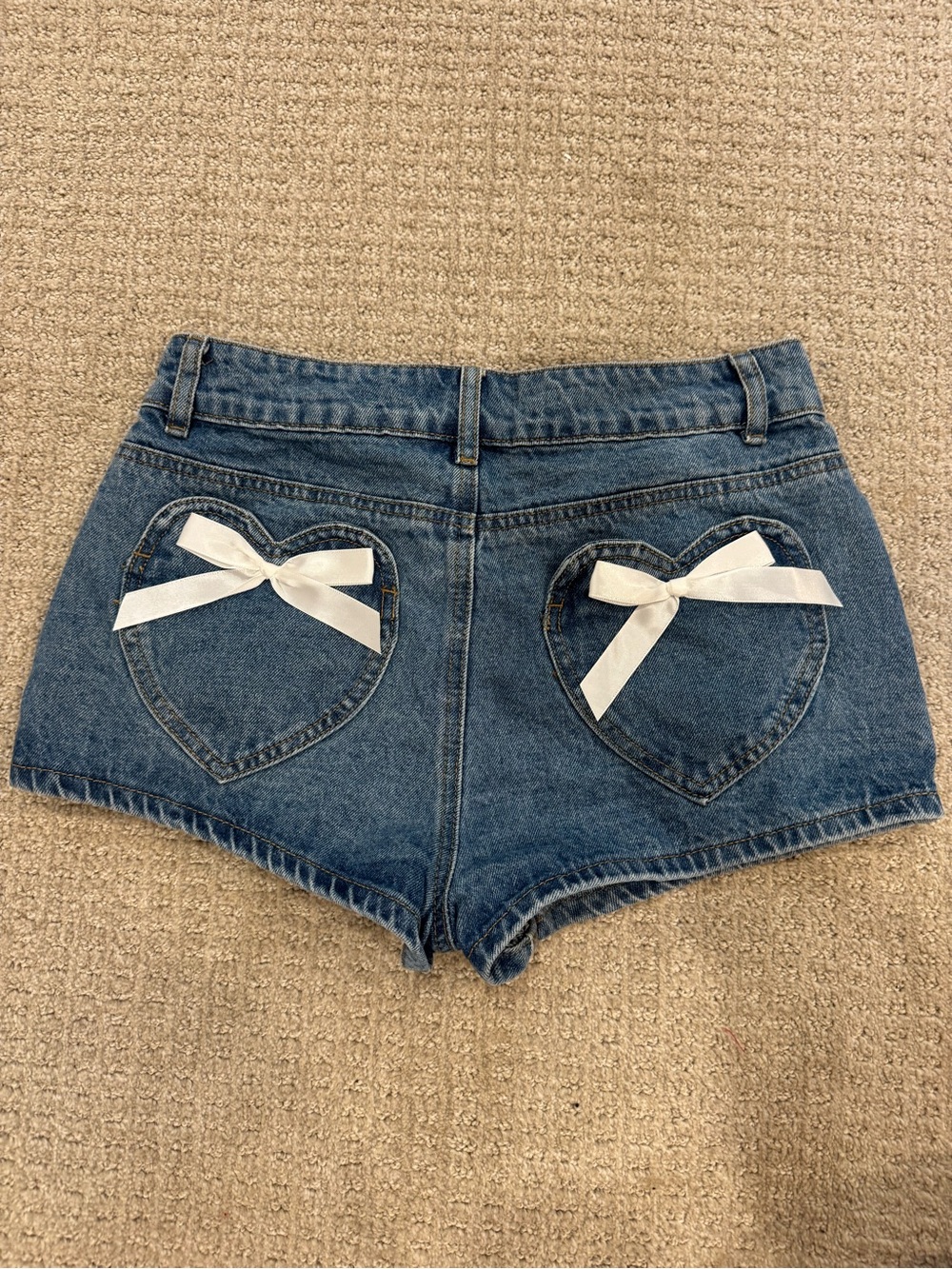 Edikted Bow Pocket Washed Denim Shorts